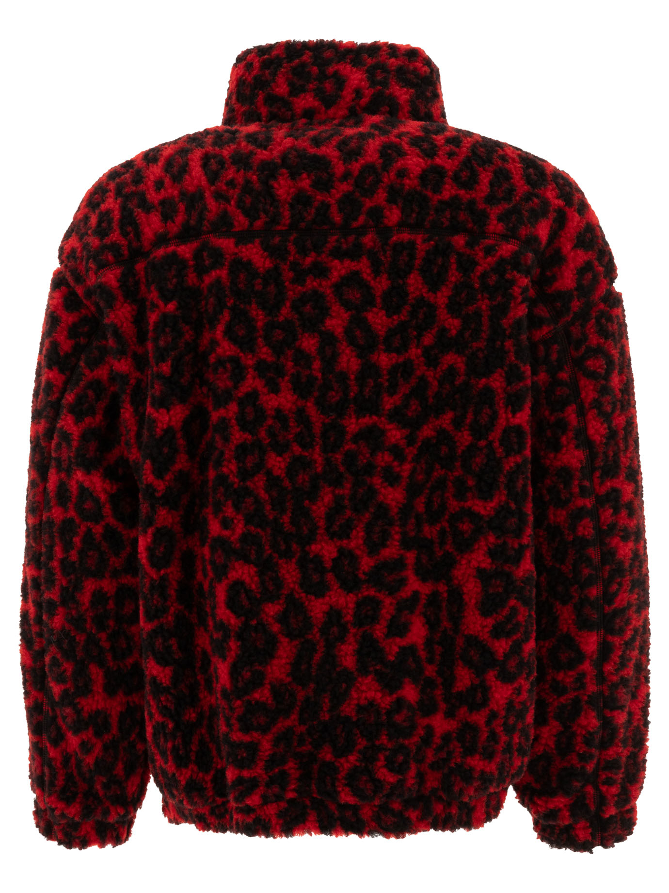 ALEXANDER MCQUEEN Red Leopard print fleece jacket